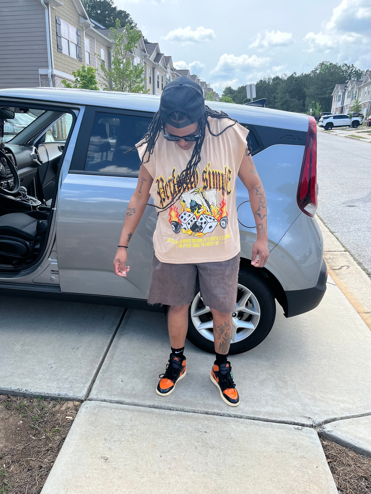 Tan sleeveless tee